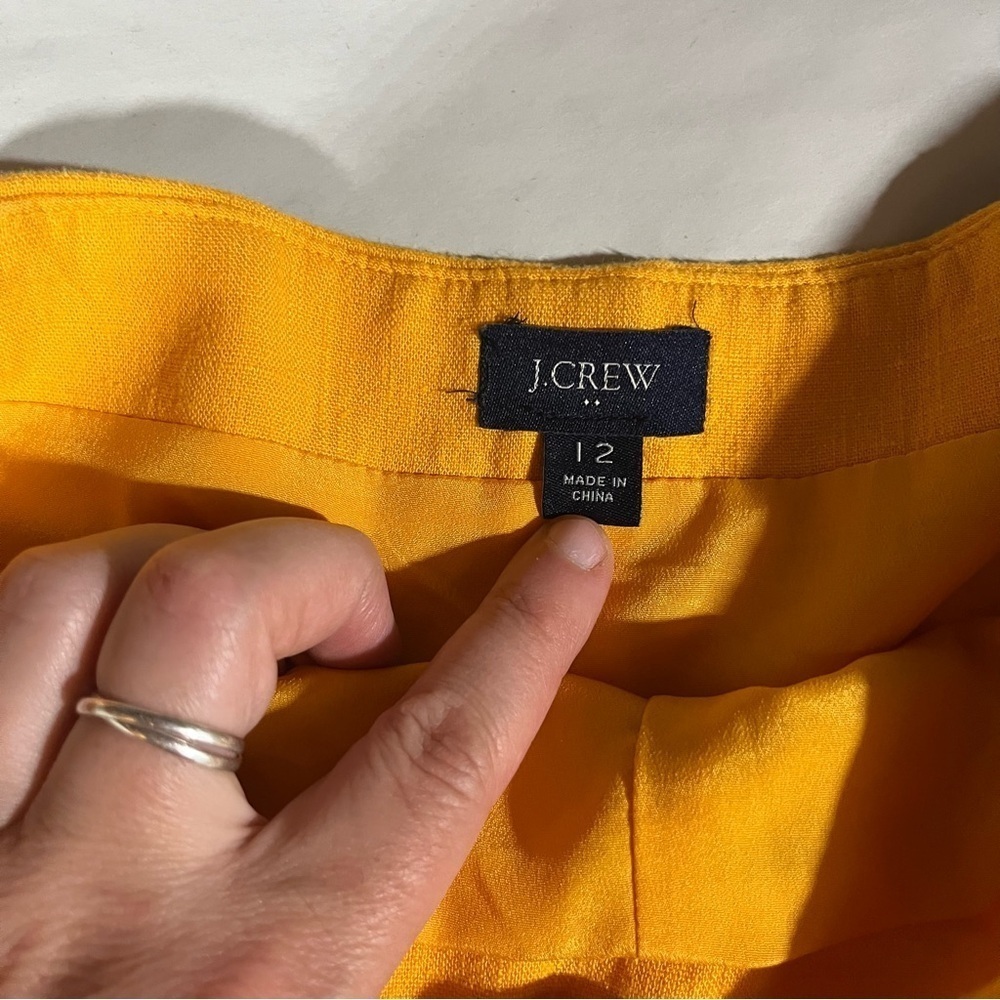 J. Crew High Waist Yellow Gold Shorts Nautical Linen Blend 12 - Picture 5 of 10